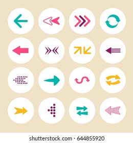 Set of vector colored arrows. Buttons arrows. Elements of design.