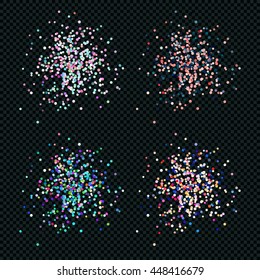 Set of Vector colored confetti. Lots of colored dots on a dark background. Eps-10