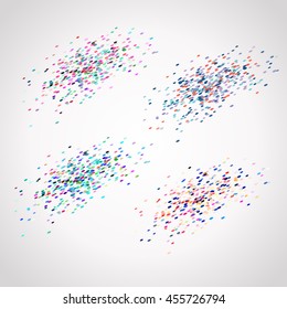 Set of Vector colored confetti. Lots of colored dots on a white background.