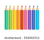 Set of vector colored pencils on white background