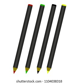 Set of vector colored pencils on white background