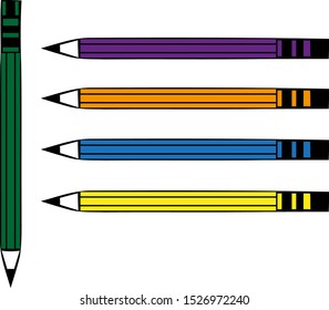 Set of vector colored pencils on white background