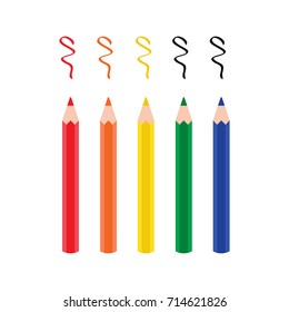 Set of vector colored pencils on white background