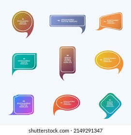 Set of vector colored speech bubbles with gradient. Banners and tags set