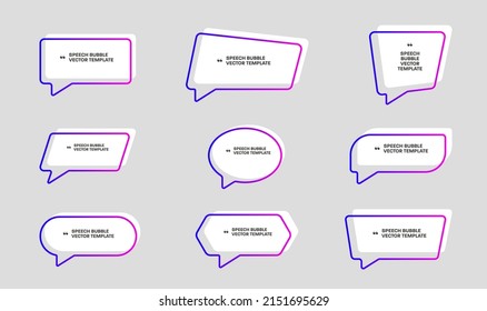 Set of vector colored speech bubbles with outline. Banners and tags set