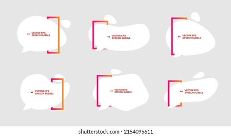 Set of vector colored speech bubbles with outline. Banners and tags set