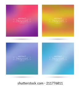 Set of vector colorful abstract backgrounds blurred.