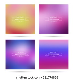 Set of vector colorful abstract backgrounds blurred. 