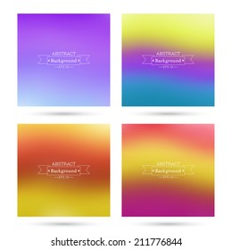 Set of vector colorful abstract backgrounds blurred. 