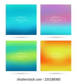 Set of vector colorful abstract backgrounds blurred.