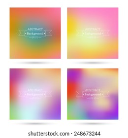 Set of vector colorful abstract backgrounds blurred. 
