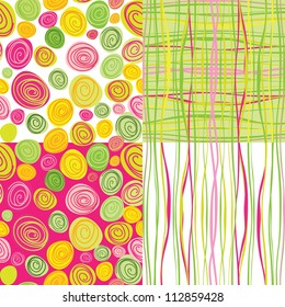 Set of vector colorful abstract seamless background