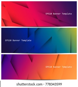Set of Vector Colorful Banner Templates. Abstract Three Dimensional Texture with Gradient Effect. Modern Background Design. EPS 10 Vector.