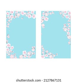 Set of vector colorful banners, greeting and invitation cards with sakura flowers.