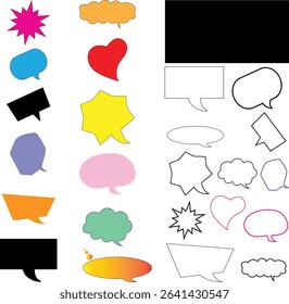 set of vector colorful blank speech bubbles for message