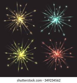 Set of vector colorful bright fireworks for your creativity