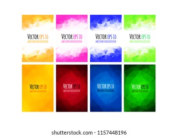 Set of vector colorful business background. Abstract geometric corporate design. Lowpoly illustration.