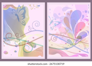 set of vector colorful butterflies background