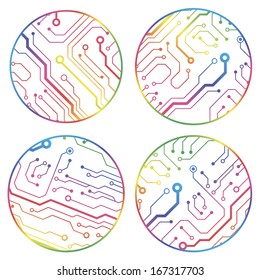 set of vector colorful circuit circle balls 