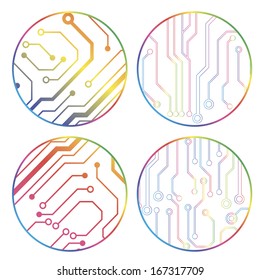 set of vector colorful circuit circle balls 