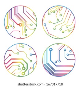 set of vector colorful circuit circle balls 