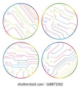 set of vector colorful circuit circle balls