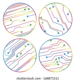 set of vector colorful circuit circle balls