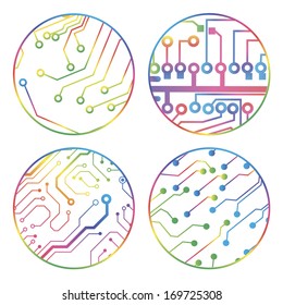 set of vector colorful circuit circle balls