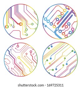 set of vector colorful circuit circle balls