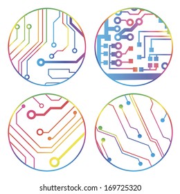 set of vector colorful circuit circle balls