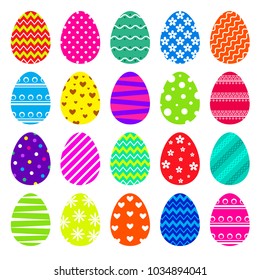 Set of vector colorful Easter eggs isolated on white background