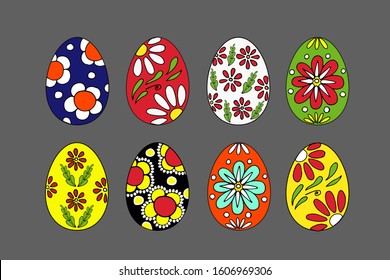 Set of vector colorful Easter eggs. Decoration for Easter design. Stock illustration