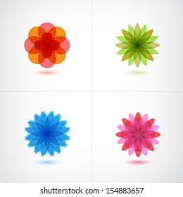 set of vector colorful flower icons isolated