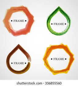 Set of Vector Colorful Frame Borders. Unusual Geometric Shapes. 