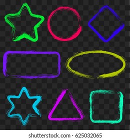 Set of Vector Colorful Frame Borders. Geometric Shapes.