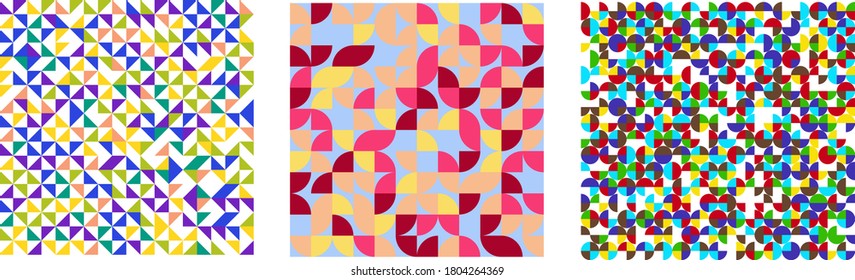 Conjunto de fondos geométricos de colores vectoriales, abstractos brillantes y sin fisuras.