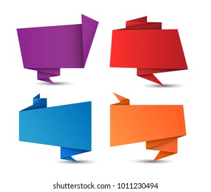 Set of vector colorful geometric origami folded speech bubbles for your text isolated on white background