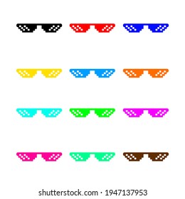 set vector colorful glasses minimal