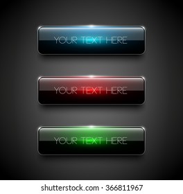 Set of vector colorful glossy banners, web buttons