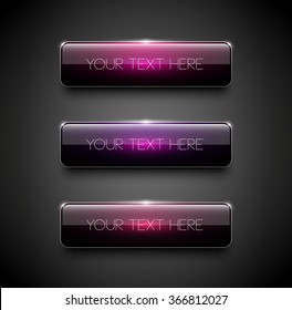 Set of vector colorful glossy banners, web buttons