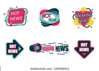 Set of vector colorful logos on the topic of news