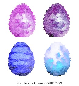 set of vector colorful mosaic eggs for postcard, for Easter, for backgrounds and textures