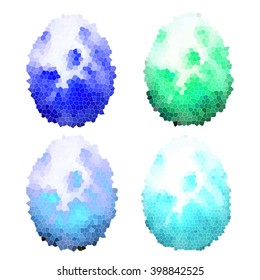 set of vector colorful mosaic eggs for postcard, for Easter, for backgrounds and textures