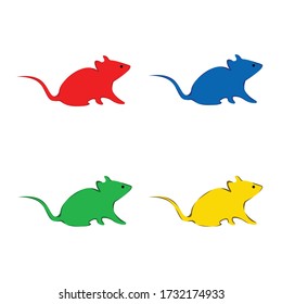 set vector colorful mouse simple