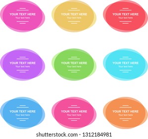 Set of vector colorful oval banners. Abstract vector shapes for design. Banners with sample text.