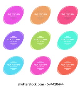 Set of vector colorful oval banners. Abstract vector shapes for design. Banners with sample text.