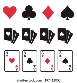 Set of vector colorful playing cards with symbols