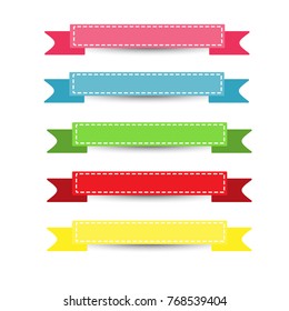 Set vector of colorful ribbons on white background.