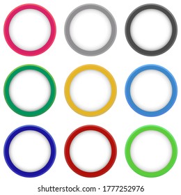 Set of vector colorful round banners. Abstract vector colored shapes for design. Banners with sample text.