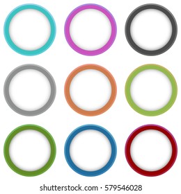Set of vector colorful round banners. Abstract vector shapes for design. Banners with sample text.